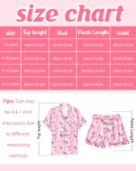 Nidoul Girls Pajamas Satin Pajama Set Silk Pjs Short Sleeve Button Down Summer Bow Sleepwear for Big Kids 7-14Y - Image 6