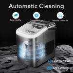 MAXEVE Ice Maker Countertop, 34LBs/24H Ice Machine, 2 Bullet Size, Fast Making 9Cubs in 5 Mins, Portable Ice Maker Machine with Self Cleaning, Ice Basket, Ice Scoop for Home/Office/Bar (Silver) - Image 5