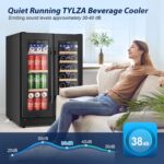Tylza 24 Inch Wine and Beverage Refrigerator, Dual Zone Wine Beverage Cooler 24" with French Door, Under Counter Wine Beer Fridge Built-In or Freestanding, Holds 20 Bottles and 88 Cans, Black - Image 3