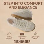 CUSHIONAIRE Belinda Women’s Lace Detail Casual Sneakers – Elegant Ribbon Lace-Up Shoes with Memory Foam - Image 8