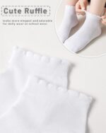 Girls White Ruffle Socks School Uniform Kids Cotton Crew Ankle Cute Frilly Dress Socks 6 Pack - Image 6