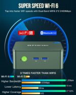 GMKtec Mini PC, Intel Twin Lake N150 (Upgraded N100), 16GB DDR4 RAM 512GB PCIe M.2 SSD, Desktop Computer 4K Dual HDMI/USB3.2/WiFi 6/BT5.2/2.5GbE RJ45 for Office, Business - Image 5