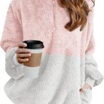 Haloumoning Girls Fuzzy Fleece Pullover Hoodies Sweatshirt Casual Loose Outwear Coat with Pockets 4-15 Years