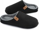VeraCosy Men's Cozy Slip-on Slippers Corduroy Memory Foam Indoor House Shoes