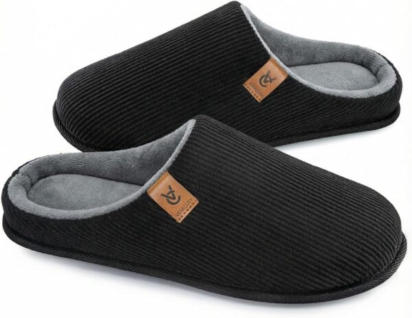 VeraCosy Men's Cozy Slip-on Slippers Corduroy Memory Foam Indoor House Shoes