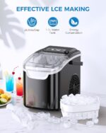 COWSAR Ice Maker Countertop, Portable Self-Cleaning Ice Machine, 26.5lbs/24Hrs, 8 Bullet Ice Cubes in 6 Mins, with Ice Basket and Scoop, Quiet Mini Ice Makers for Home, Kitchen, Bar, Camping - Image 3