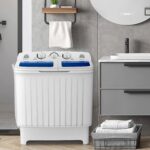 COSTWAY Portable Washing Machine, Twin Tub 20 Lbs Capacity, Compact Laundry Washer(12 Lbs) and Spinner(8 Lbs), Durable Design, Timer Control, Perfect for RV, Apartments and Dorms, Blue+White - Image 3