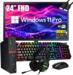 Lenovo ThinkCentre M700 Tiny Desktop PC with 24" FHD Monitor, Intel Quad Core i5-6500, 16GB DDR4 RAM 256GB SSD, 2 DisplayPort, Keyboard & Mouse, WiFi, Windows 11 Pro (Renewed)