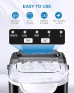 COWSAR Ice Maker Countertop, Portable Self-Cleaning Ice Machine, 26.5lbs/24Hrs, 8 Bullet Ice Cubes in 6 Mins, with Ice Basket and Scoop, Quiet Mini Ice Makers for Home, Kitchen, Bar, Camping - Image 5