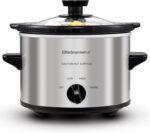 Elite Gourmet MST-250XS Electric Slow Cooker Ceramic Pot, Adjustable Temp, Entrees, Sauces, Stews & Dips, Dishwasher Safe Glass Lid & Crock, 1.5 Quart, Stainless Steel