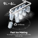 EUHOMY Ice Maker Countertop, 9 Cubes Ready in 6 Mins, 26lbs/24H, Self-Cleaning, Portable Ice Maker Machine with Carry Handle, Basket and Scoop, 2 Sizes of Bullet Ice for Home, Kitchen, Office - Image 2