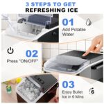 NEWBULIG Ice Makers Countertop with Handle, Portable Ice Machine, 9 Bullet Cubes in 6 Mins, 26lbs in 24Hrs, Auto-Cleaning, with Basket and Scoop, for Home, Kitchen, RV, Camping, Black - Image 6