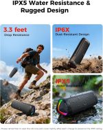Bluetooth Speaker Gifts for Men: Portable Wireless, IPX5 Waterproof, White Elephant Gifts for Adults, Stocking Stuffers for Teens Boy Girl, Up to 20H Playtime, TWS Pair, for Home/Party/Outdoor (Black) - Image 4
