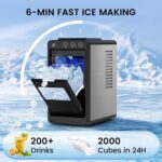 COWSAR Countertop Ice Maker, Portable Ice Machine with Self-Cleaning, 26Lbs/24Hrs, 8 Bullet Ice in 6 Mins with 2 Sizes, Scoop & Basket, Quiet Compact Ice Makers Countertop for Home/Kitchen/Camping - Image 2