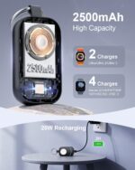 2500mAh Portable Charger for Apple Watch - Magnetic Fast Charging for Apple Watch Charger - Compact iWatch Accessories with Keychain for RV, Camping, Car & Travel Essential - Image 2