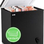 WANAI Chest Freezer 5.0 Cu.Ft Large Deep Freezers Freestanding Top Open 7 Temp Control Low Noise with Removable Basket for Dorm Apartment Home Kitchen