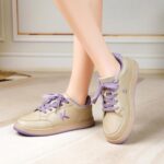 Women's Classic Fashion Sneakers Versatile Casual Walking Shoes Leather Comfort Skate Shoes Lightweight Non-Slip Flat Shoe Lace-up Minimalist Tennis Footwear - Image 5