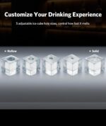 Crystal Clear Cubic Ice Makers Countertop —Makes 3 Large, 1.6" Clear Ice Cubes in 15 Mins, 24h Timer, Self-Cleaning Ice Maker with 5 Ice Cube Sizes for Cocktails, Whiskey & Bourbon - Image 4
