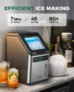 Silonn Nugget Ice Makers Countertop,Timer Pebble Ice Maker with Soft Chewable Ice, 44lbs per Day Ice Machine with Self-Cleaning,One-Click Operation, Stainless Steel - Image 4