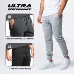 Ultra Performance 3 Pack Fleece Active Tech Joggers for Men, Mens Sweatpants with Zipper Pockets - Image 4