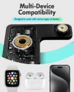 Wireless Charger iPhone Charging Station: 3 in 1 Charger Stand Multiple Devices for Apple - iPhone 17 16e 16 15 14 Pro Max 13 12 11 - Watch 10 9 8 7 6 5 4 3 2 SE and Ultra Series - Airpods 4 3 Pro - Image 7