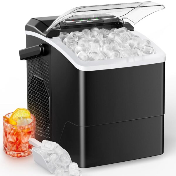 Marsail Ice Makers Countertop, 26 lbs per Day, Fast Ice in 6 Minutes, Self-Cleaning Ice Maker, Compact Countertop Ice Machine for Home, Kitchen/Office/Parties