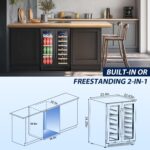 Tylza 24 Inch Wine and Beverage Refrigerator, Dual Zone Wine Beverage Cooler 24" with French Door, Under Counter Wine Beer Fridge Built-In or Freestanding, Holds 20 Bottles and 88 Cans, Black - Image 7
