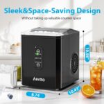 Aeitto Ice Makers Countertop, 26Lbs/24H Ice Machine with 2 Sizes of Bullet Ice, 9 Ice Cubes Ready in 6 Mins, Self-Cleaning Portable Ice Maker with Ice Scoop and Basket for Home Office Bar RV, Black - Image 6