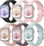 6 Pack Sport Bands Compatible with Apple Watch Bands 38mm 40mm 41mm 42mm 44mm 45mm 46mm 49mm for Women Men, Soft Wristband Silicone Sport Strap for iWatch Bands Series 11 10 9 8 7 6 5 4 3 2 1 Ultra SE