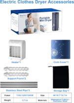 Portable Dryer, 46Inch-1000W Portable Clothes Dryer for Apartments, Portable Dryers Machine with Storage Bag, Mini Clothes Dryers for Travel, Home, RVs - Image 5