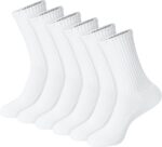 Hanes Unisex Plain White Socks Pack or Plain Black Socks Pack, Men's, Women's & Teen Sizes, Crew and Ankle 6-Packs