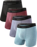 BAMBOO COOL Men's Ultra Breathable Underwear,No Riding Up Boxer Briefs with ComfortFlexible Waistband,Multipack