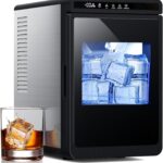 Crystal Clear Cubic Ice Makers Countertop —Makes 3 Large, 1.6" Clear Ice Cubes in 15 Mins, 24h Timer, Self-Cleaning Ice Maker with 5 Ice Cube Sizes for Cocktails, Whiskey & Bourbon