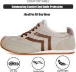 Fashion Sneakers for Women Wide Width Casual Sneakers Genuine Leather Walking Shoes Trendy Lightweight Comfort Lace-Up Non Slip for Outdoor with Memory Foam Insole - Image 3