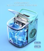 ecozy Portable Ice Maker Countertop, 9 Cubes Ready in 6 Mins, 26 lbs in 24 Hours, Self-Cleaning Machine with Ice Bags/Standing Ice Scoop/Ice Basket for Kitchen Office Bar Party, Aqua - Image 3