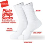 Hanes Unisex Plain White Socks Pack or Plain Black Socks Pack, Men's, Women's & Teen Sizes, Crew and Ankle 6-Packs - Image 3
