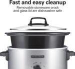 Hamilton Beach 6-Quart Slow Cooker with 3 Cooking Settings, Dishwasher-Safe Stoneware Crock & Glass Lid, Silver (33665G) - Image 6
