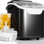 Countertop Ice Maker Machine – 8 Bullet Ice in 6 Mins, 26.5lbs/24Hrs Output – Self-Cleaning Portable Design with Selectable Ice Size & Touch Display for Home/Office/Bar