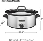 Hamilton Beach 6-Quart Slow Cooker with 3 Cooking Settings, Dishwasher-Safe Stoneware Crock & Glass Lid, Silver (33665G) - Image 8