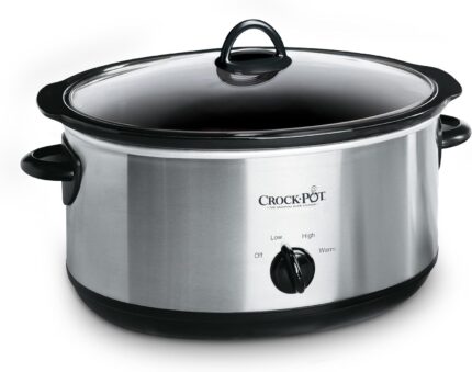 Crock-Pot 7 Quart Oval Manual Slow Cooker, Stainless Steel (SCV700-S-BR), Versatile Cookware for Large Families or Entertaining