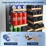 Tylza 24 Inch Wine and Beverage Refrigerator, Dual Zone Wine Beverage Cooler 24" with French Door, Under Counter Wine Beer Fridge Built-In or Freestanding, Holds 20 Bottles and 88 Cans, Black - Image 4