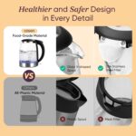 Cosori Electric Kettle, No Plastic Filter & Spout, 1.8Qt Tea Kettle & Hot Water Boiler For Coffee & Tea, Water Heater & Teapot, Automatic Shut Off, Borosilicate glass, Black, 1500W - Image 2