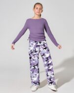 Girls Clothes Tween Girl Clothing Long Sleeve Ruched Drawstring Ribbed Knit Top Camo Cargo Pants Fall Winter Outfits - Image 3