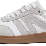 LUCKY STEP Women Classic Retro Gum Sole Fashion Sneakers Casual Tennis Skate Shoe Genuine Leather Walking Footwear Anti Slip Trainers