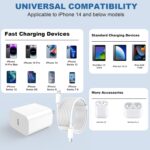 iPhone Charger Fast Charging 2 Pack Type C Wall Charger Block with 2 Pack [6FT&10FT] Long USB C to Lightning Cable for iPhone 14/13/12/12 Pro Max/11/Xs Max/XR/X,AirPods Pro - Image 2