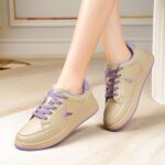 Women's Classic Fashion Sneakers Versatile Casual Walking Shoes Leather Comfort Skate Shoes Lightweight Non-Slip Flat Shoe Lace-up Minimalist Tennis Footwear - Image 2