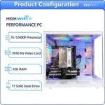 Desktop Computers,32G RAM,1TB NVMe SSD,Core i5-12400F,RTX 3050 6G,Prebuilt Gaming PC,Tower Computer Gamer,Work,VR,4K,Home and Business WiFi 6 White - Image 3