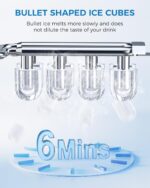 COWSAR Ice Maker Countertop, Portable Self-Cleaning Ice Machine, 26.5lbs/24Hrs, 8 Bullet Ice Cubes in 6 Mins, with Ice Basket and Scoop, Quiet Mini Ice Makers for Home, Kitchen, Bar, Camping - Image 2