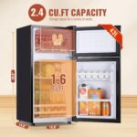 2.4 Cu.ft Mini Fridge with Double Doors Small Refrigerator with Separate Freezer & 7 Adjustable Temperature Control, Tiny Size & Personal Fridge Ideal for Office Apartment Dorm Black - Image 3