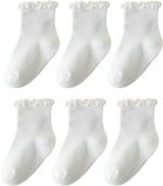 6 Pairs Toddler Ruffle Socks for Girls Baby Grip Socks Non Slip Socks Cute Grippy Frilly